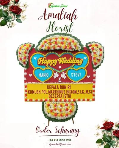 Karangan Papan Bunga Pernikahan bokoharjo